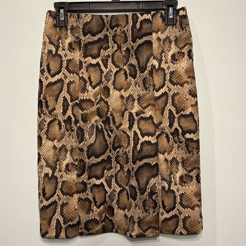 Michael Kors animal snake print skirt with faux gold zipper pockets Size 2 - Picture 3 of 5