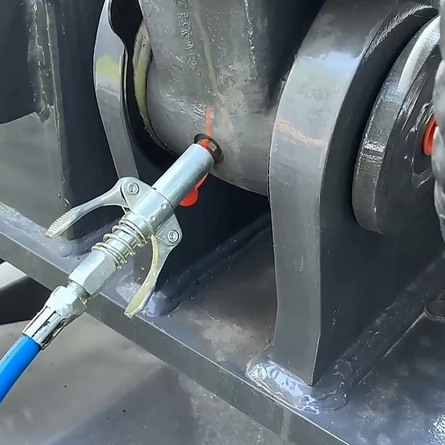 12000 PSI Grease Gun Quick Release Coupler Dual Handle Grease Gun Tip with Hose