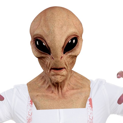 Alien Face Masque Full Head Halloween Latex Alien Headgear Halloween Scary Mask - Picture 5 of 14