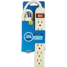Power Strip with 2.5 ft Cord 6-Outlet White Grounded 15 AMP FREE SHIPPING