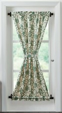72"L Green Floral Door Curtain Country Farmhouse 1 Lined Panel & Tie Back Dorset