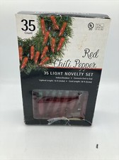 35 Count Red Chili Pepper String Light Novelty Set Indoor Outdoor 16' Decor