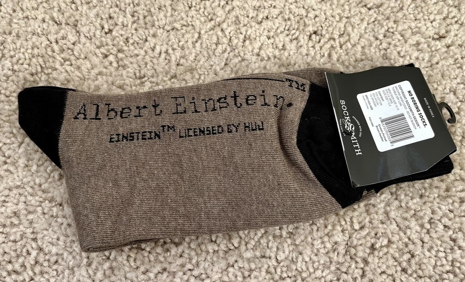 Calcetines Socksmith Crew Genius Albert Einstein Marrón Novedad Algodón Crew Calzado Foto 4 de 4