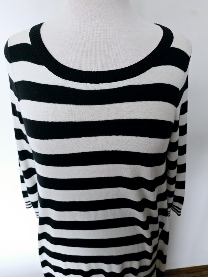 Womens Kew 159 Knitted Soft Dress Stripy Black And White Size UK 10/EU