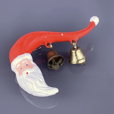Dept 56 Ringy Dingy Santa Claus Bells Christmas Holiday Brooch Lapel Pin  Vintage