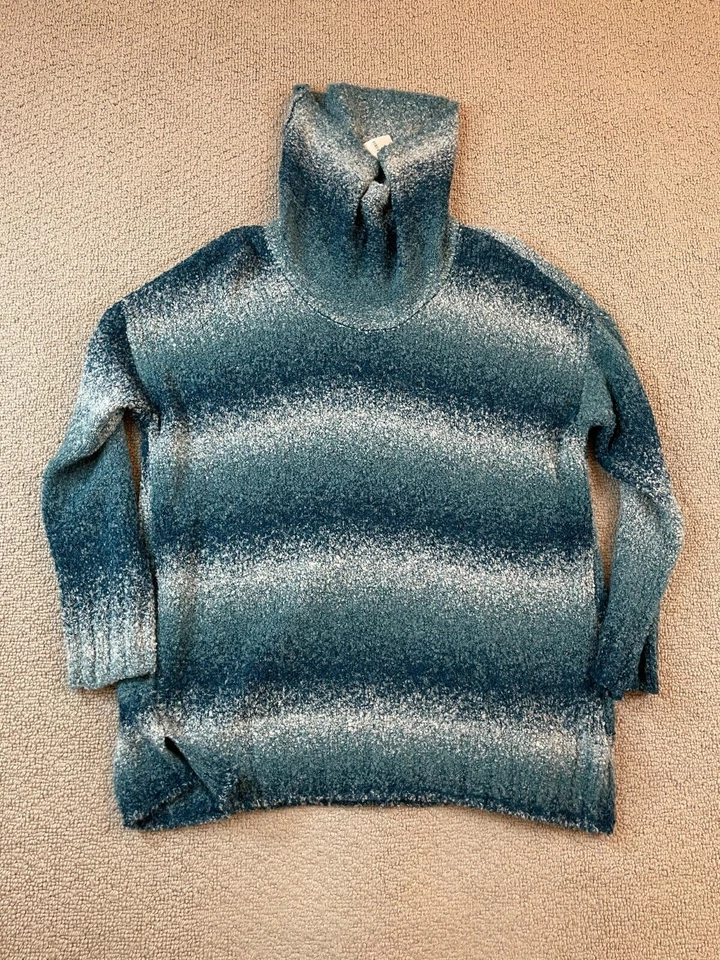 Suéter Style & CO Para Mujer Talla 1X Cuello Capucha Azul Teal Rayas Nuevo con Etiquetas $69.50 Foto 3 de 4