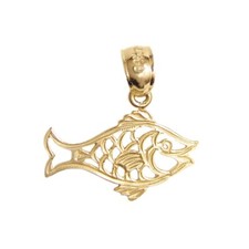 New 14k Yellow Gold Goldfish Pendant