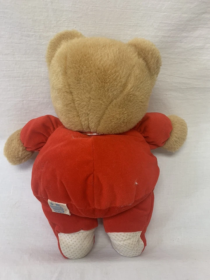 Pajarita a cuadros de oso de felpa rojo Edén de colección 3 botones ojos de vidrio delanteros Foto 2 de 4