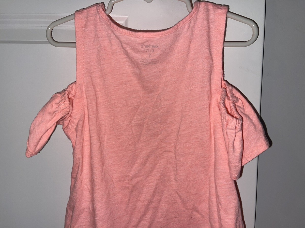 Girls CARTER'S S/S Peach Colored Cold Shoulder Top w/ Pineapple