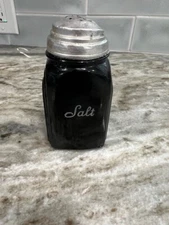 Vintage Art Deco McKee Roman Arch Black Milk Glass Salt Shaker