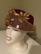 Beautiful Burgundy Wool Church Dress Hat