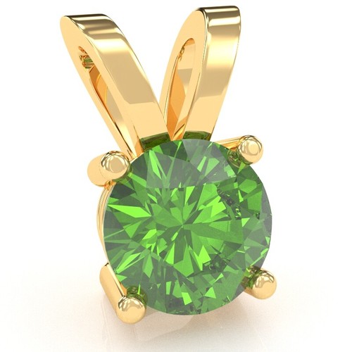 Peridot Solitaire Pendant In 14k Solid Gold - Picture 5 of 20