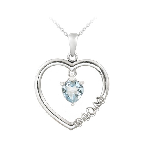 Collier Argent 925 Topaze Bleue 2.7ct & Diamants - Modèle Vague - Longueur 16 Pouces