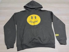 Drew Skate House Mascot Hoodie Smiley Face Black Sweatshirt Mens Size L Bieber