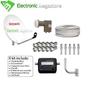 Kit Satellite Completo: Parabola 80cm + LNB 2 Uscite + Cavo + Finder + Staffa + Spinotti - Foto 11