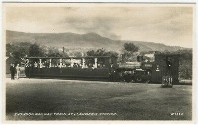 SNOWDON RAILWAY TRAIN AT LLANBERIS STATION - Caernarvonshire Railway Postcard