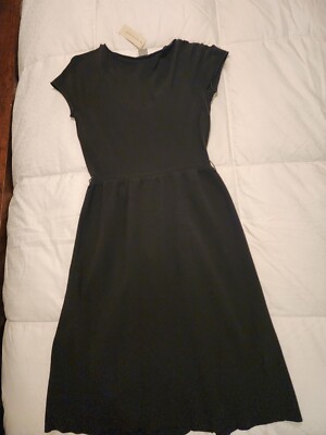 Ann Taylor black knit dress, partially pleated front | eBay