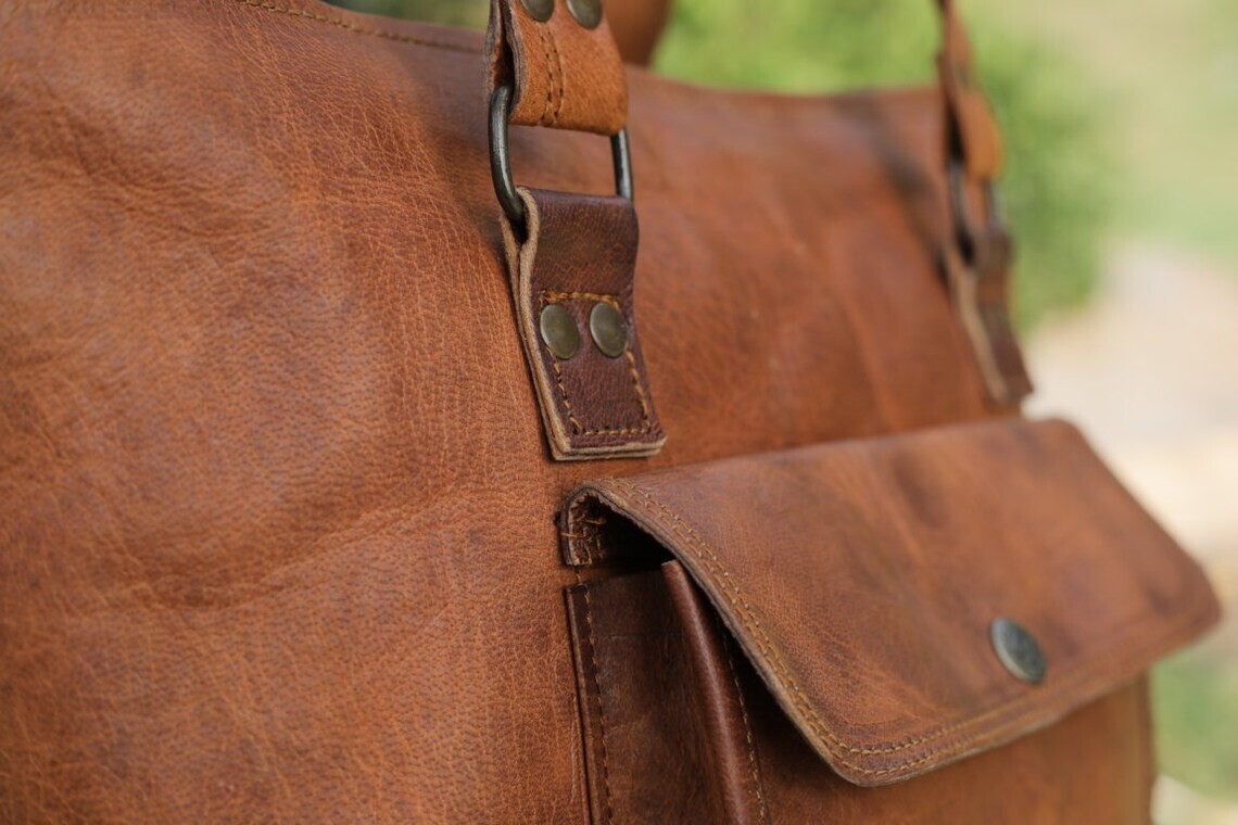 SAOLA Borsa a tracolla donna solo in pelle di capra shopping borsa a mano 16" tagli...