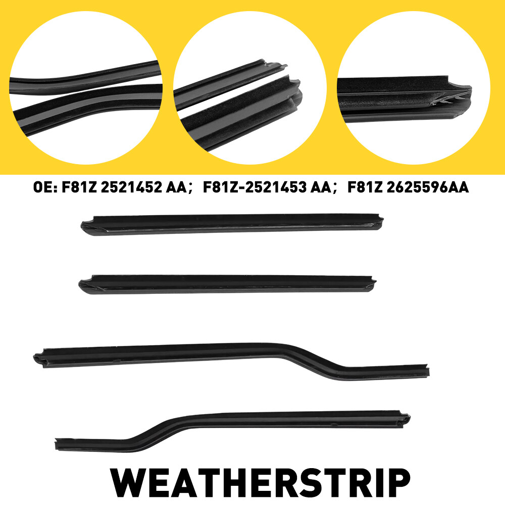 Ford F-350 1999-2010 4-Door Window Seal Weatherstrip Trim Set LH+RH