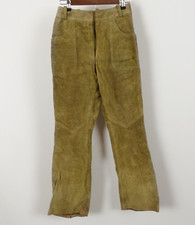 Vintage 70s Women's Heavy Suede Leather Pants Flare Size 27 x 31 Made in Israel