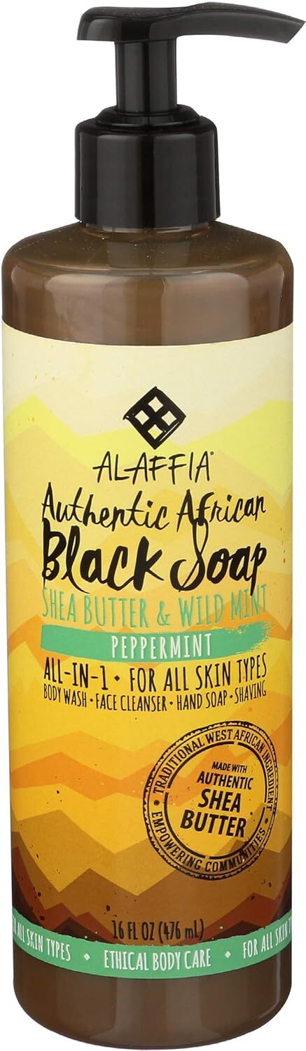 Alaffia Authentic African Black Soap Multiuse Body Wash Shampoo and Shavi