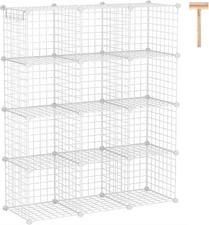C&AHOME Wire Cube Storage, 12-Cube Organizer Metal, C Grids 12-Cube, White 