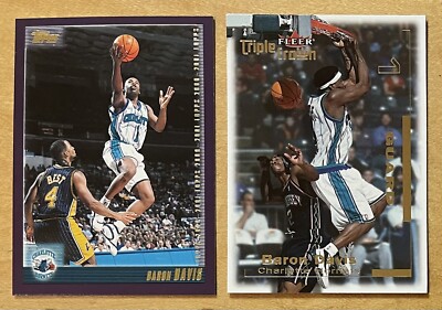 Baron Davis (2) 2000-01 Topps & Fleer Triple Crown Charlotte Hornets Star Mint