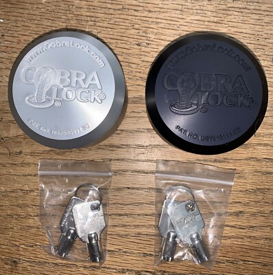 (1) Cobra Hidden Shackle  Puck Lock''ALUMINUM'' Color Black(2) Round Tubular Keys