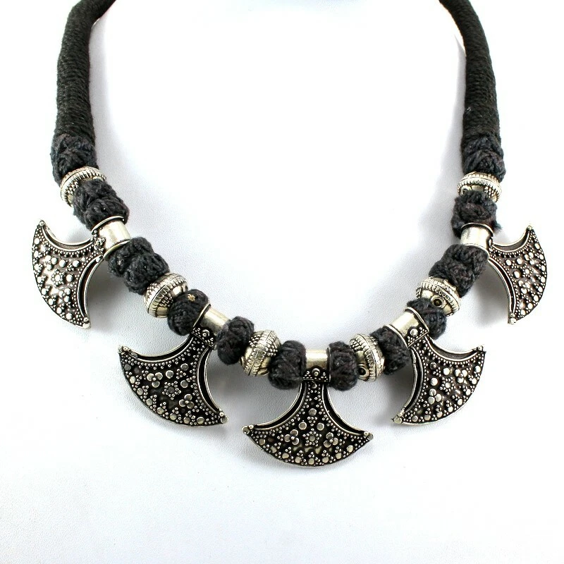 Collana con ciondolo ottone metallo argento placcato filo perline gioielli fa... - Immagine 2 di 4