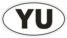 Yu Yugoslavia Country Code Oval Bumper Sticker Or Helmet Sticker D991