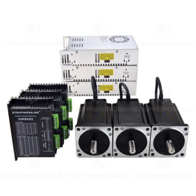3 Axis Nema34 Stepper Motor 1700oz.in Φ14mm 6A& Driver DM860I & Power CNC Kit
