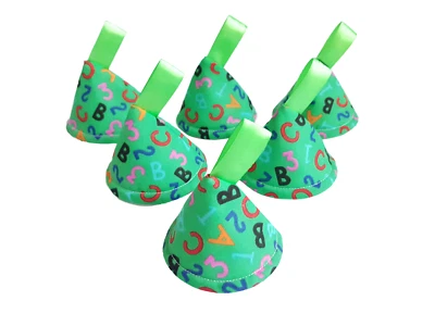 SMALL FACE WORLD Pee Pee Teepee x6, Wee Stop Cones Teepees / Boy Baby Shower Gift / Green ABC 123