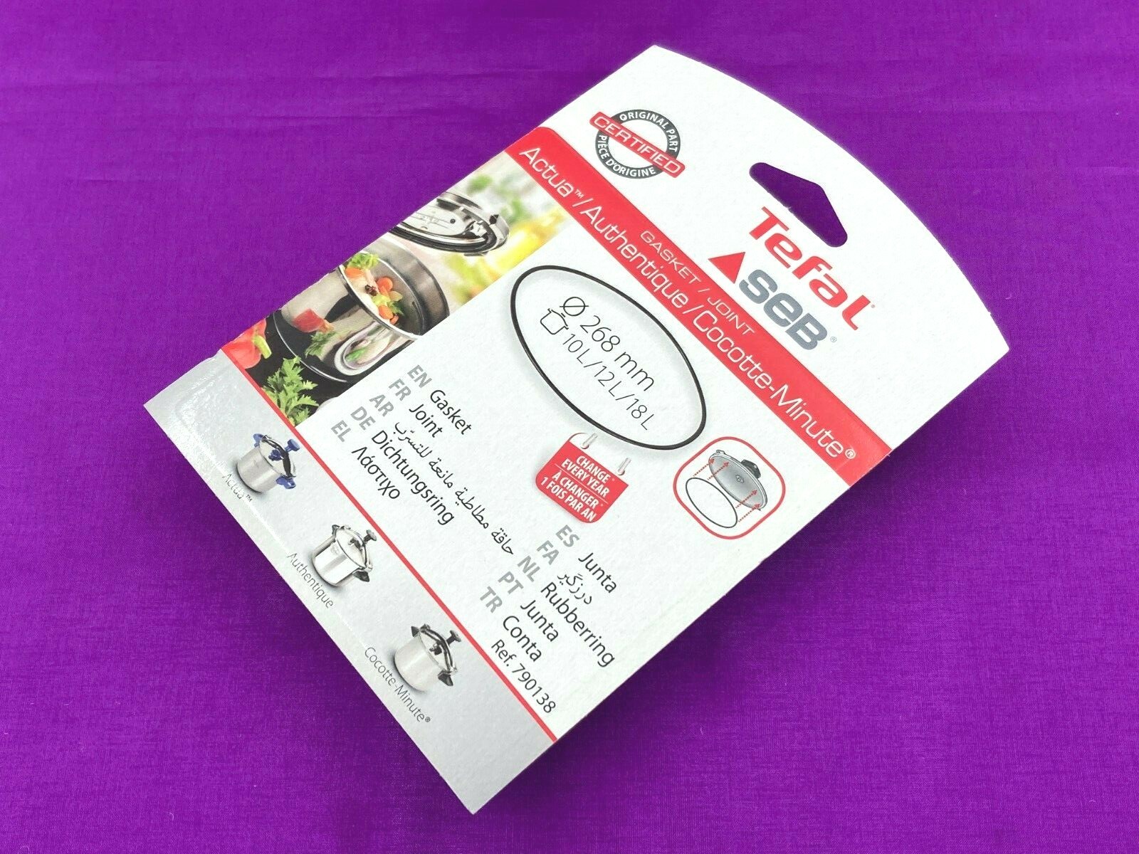 Genuine TEFAL SEB 268 mm 10L 12L 18 Litre Pressure Cooker Seal Gasket 790138 CO