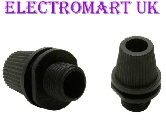 JEANI 2 X PLASTIC NYLON CABLE CORD WIRE GRIP LAMP HOLDER 10MM THREAD BLACK