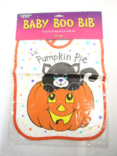 New Vintage Baby Boo Halloween Bib - Fun World Div. - Pumpkin - Black Cat