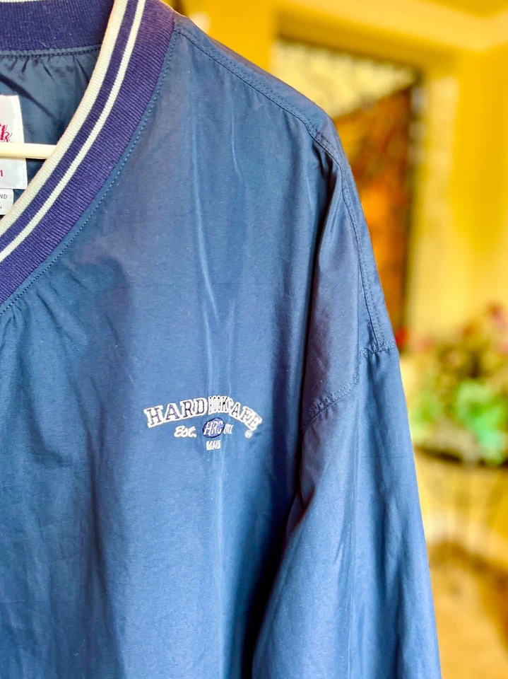 Cortavientos Hard Rock Café Azul Marino Cuello en V Premium Para Hombre Maui Hawaii Talla XL Foto 2 de 4