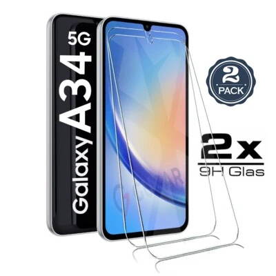 GUGAR 2x Für Samsung Galaxy A34 5G - Panzerfolie HD Displayschutz 9H Glas Schutzglas