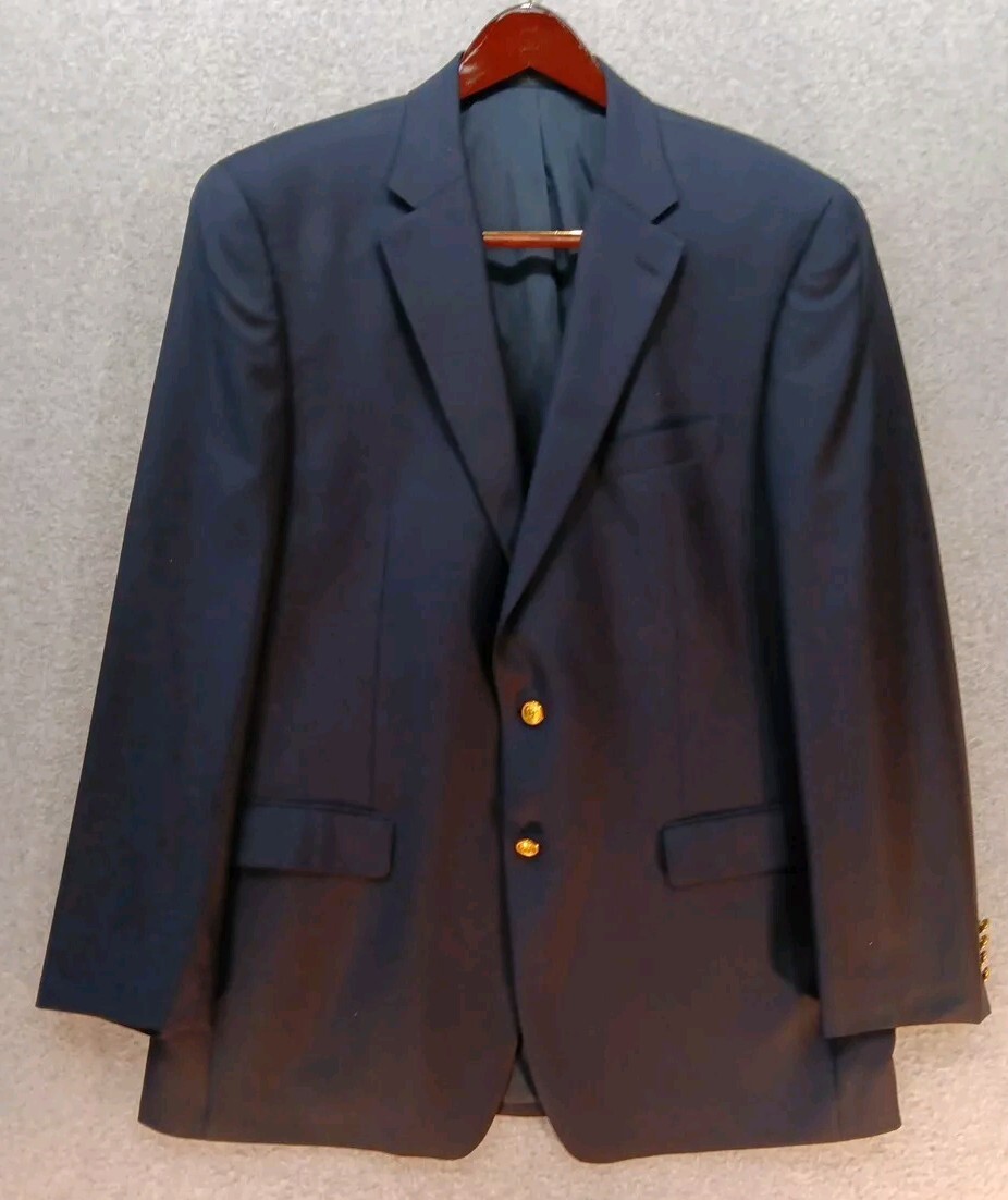Lauren Ralph Lauren Mens 44L Navy Wool Blazer with Gold Buttons