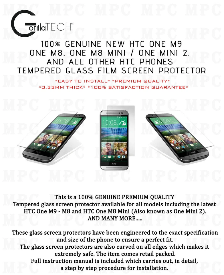 Genuine Gorilla Tempered Glass ScratchProof Film Screen Protector For HTC One A9 - Image 2 of 4