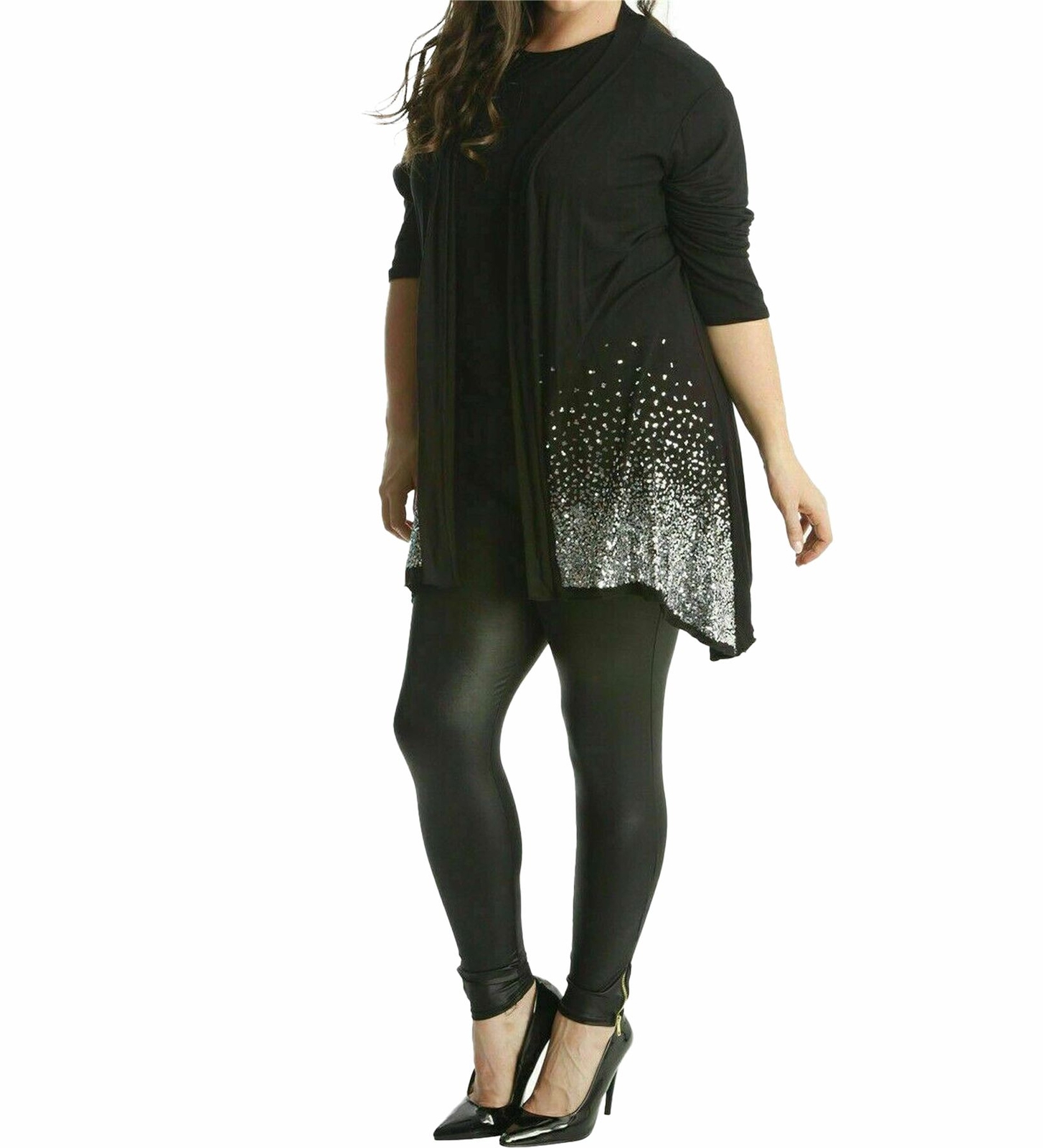 Womens Sequin Cardigan Oversized Open Front Christmas sparkly jumpers