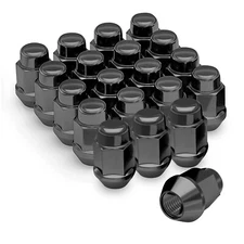 Richeer 20PCS 1.4 inch Black 12x1.5 Closed End Bulge Acorn Lug Nuts - Cone Seat