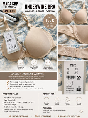 Amoena Mara SBP Underwire Bra Nude Beige Size 40C 90C Full Coverage NWT