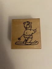 New JRL Design Person Skiing Wood Mounted Rubber Stamp RS76