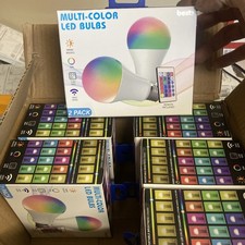 12Pk- 16 Color Changing Light Bulb w/6 Remote Controls, Dimmable RGB LED Bulbs
