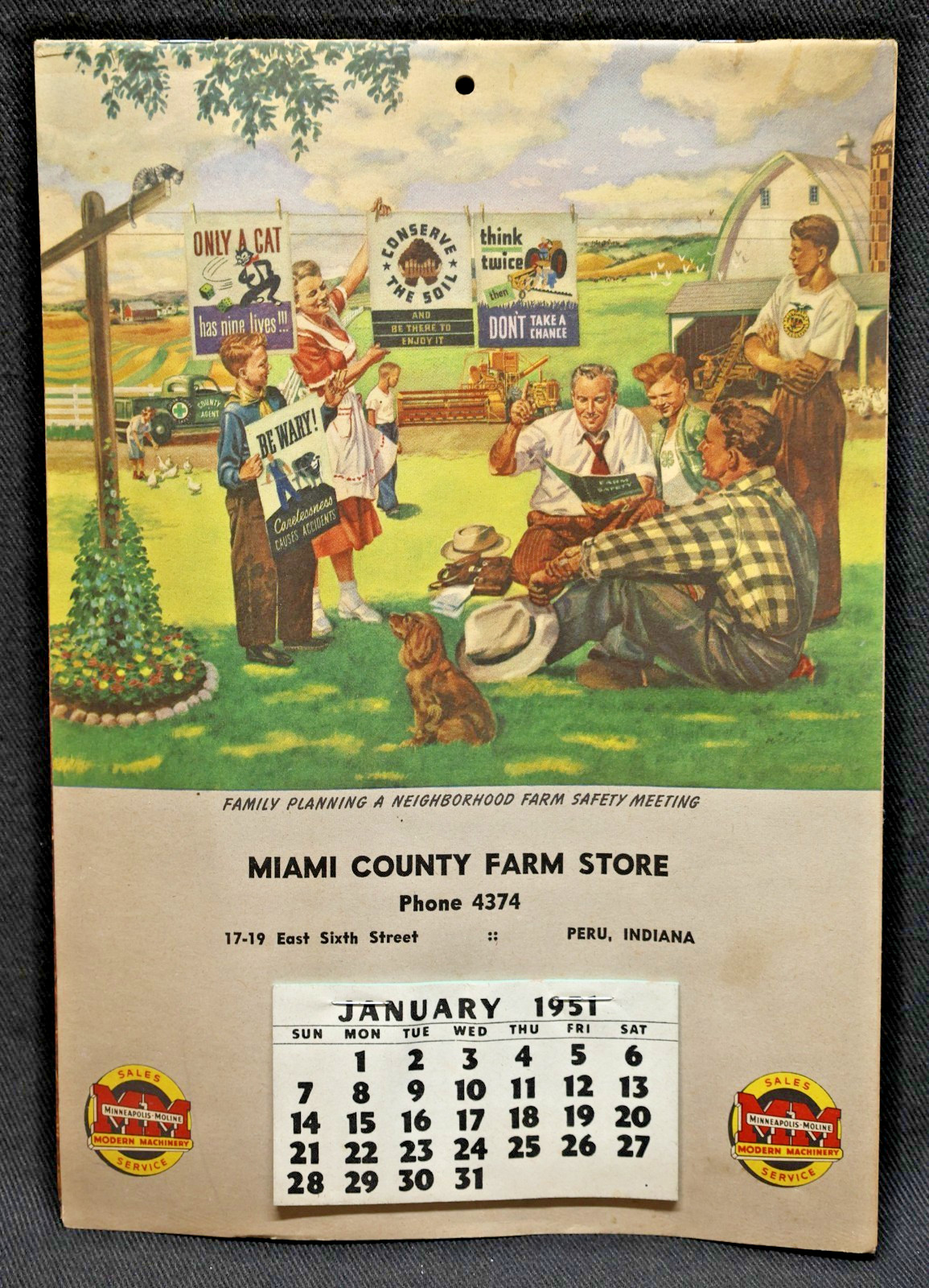 1951 Minneapolis Moline Tractors Farm Advertising Calendar - Peru, Indiana