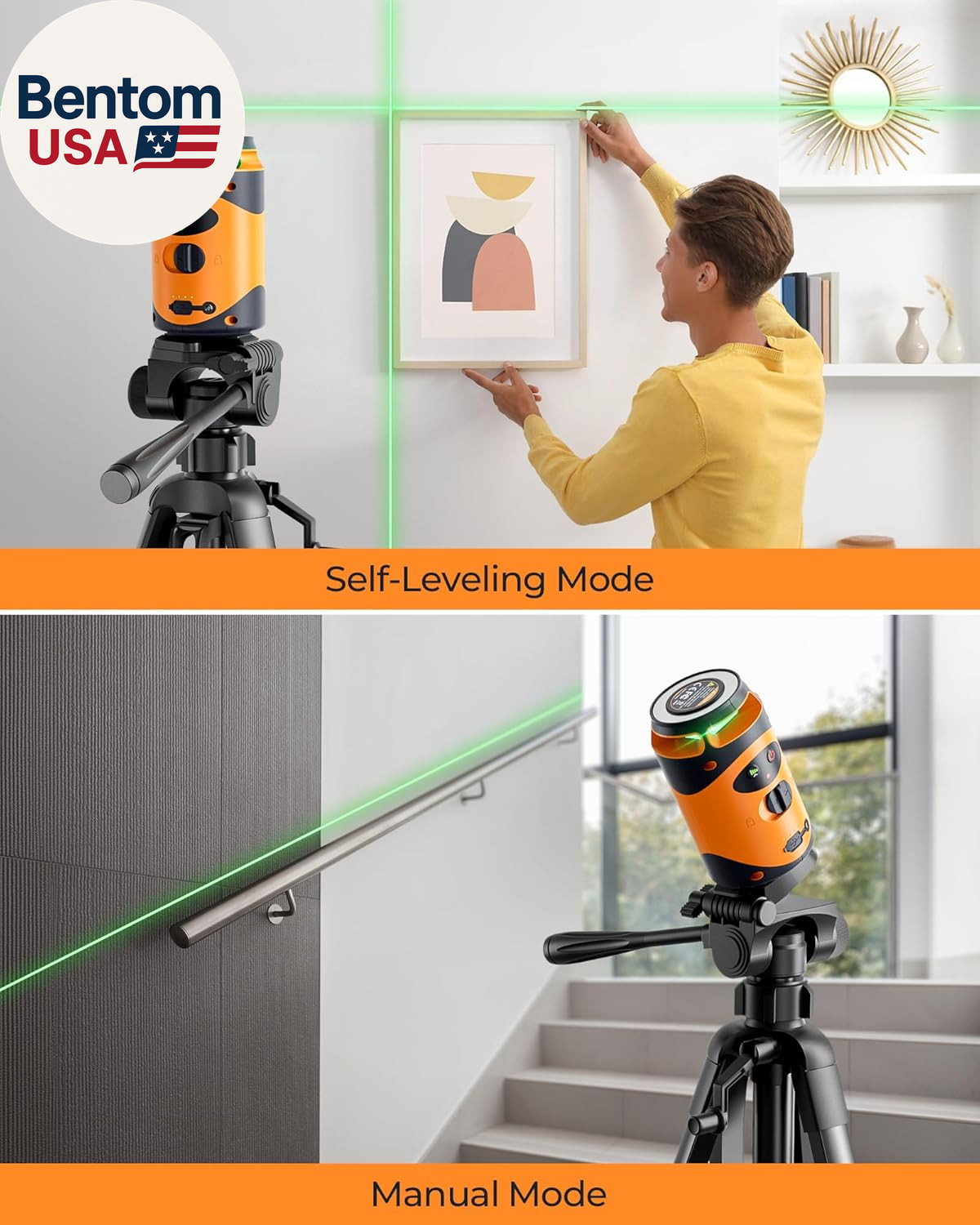 360° Laser Level with Tripod, Green Self Leveling Cross Line Laser, 100Ft Laser