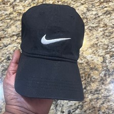 Nike Boy Heritage 86 Adjustable Hat Black White Swoosh Logo Baseball Cap