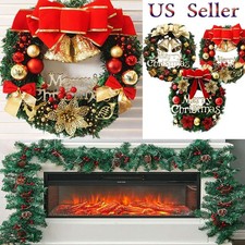 Christmas Wreath Garland pine cane Front Door Porch Xmas Window Outside Ornament