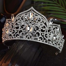 8cm Tall Crystal Large Wedding Queen Princess Prom Tiara Crown For Women