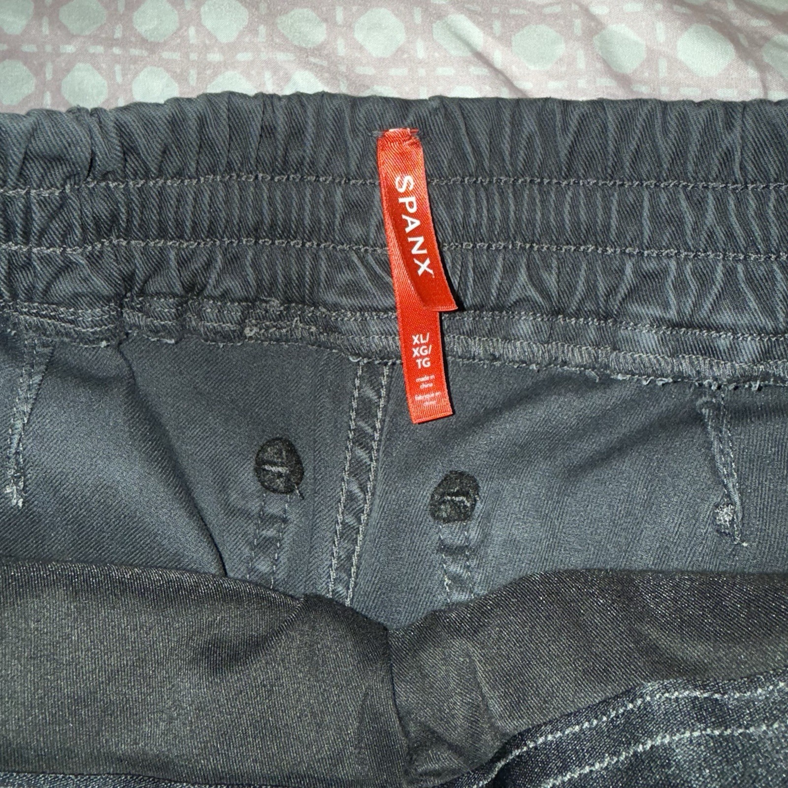 Spanx Women's Black Solid Pants Elastic Waist wit… - image 2